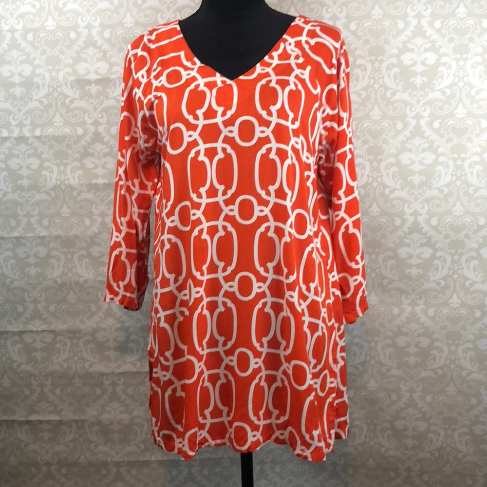 Sierra & CoCo Fun Clothing Orange/White Tunic Top